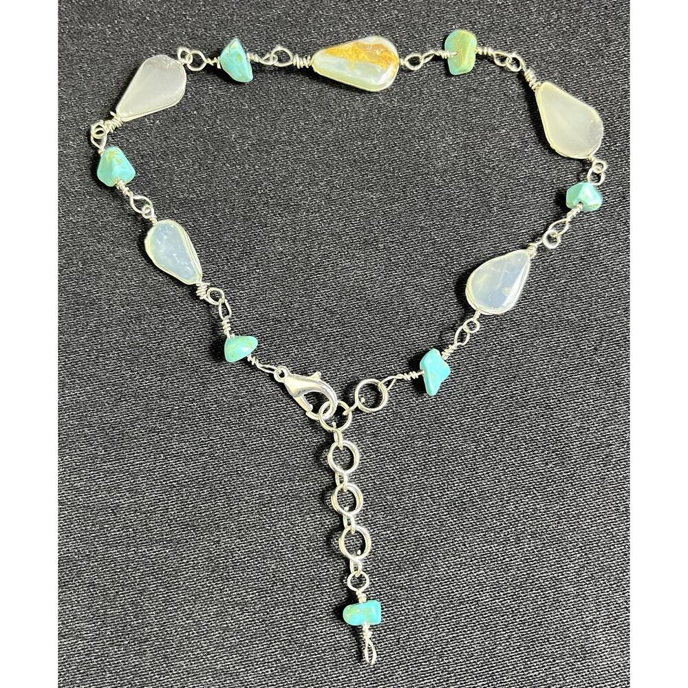 Handmade Peruvian Opal/Amazonite Stone Anklet with Extender – 10” Adjustable NEW